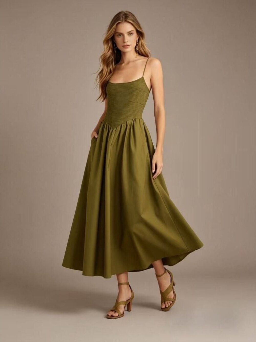 NWT Farm Rio Cotton Green Sleeveless Midi Dress Size XL